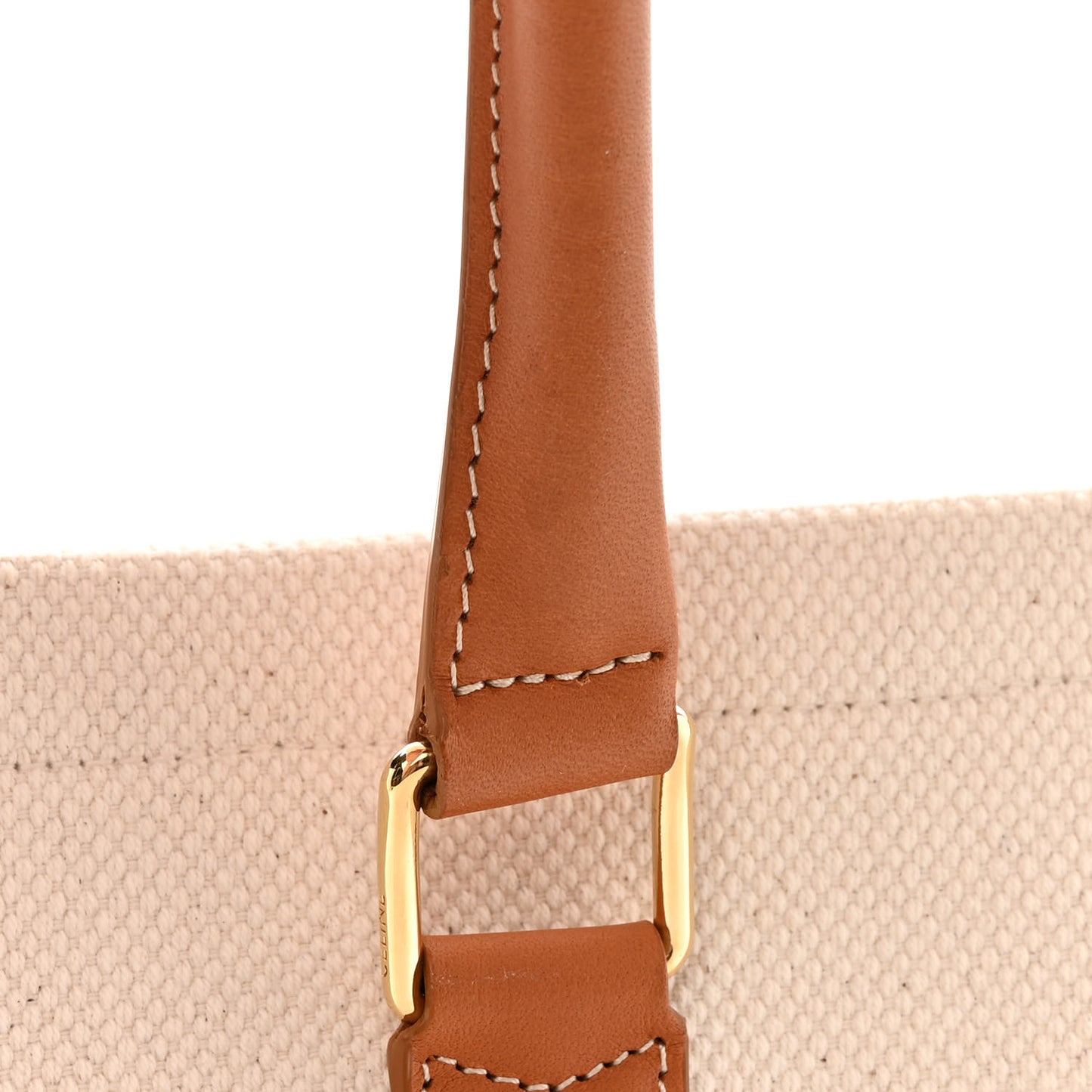 Canvas Calfskin Horizontal Cabas Natural Tan