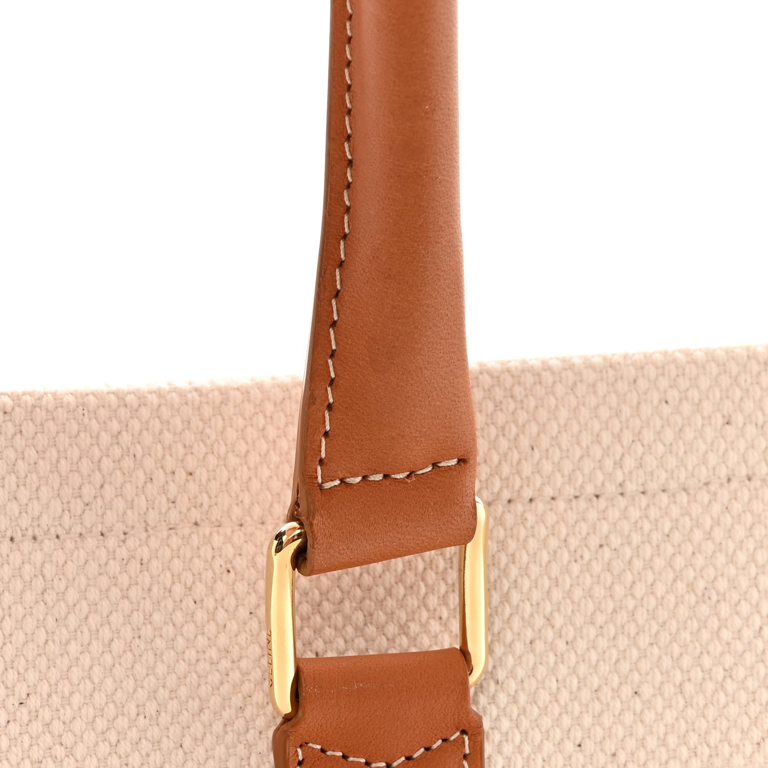 Celine Canvas Calfskin Horizontal Cabas Natural Tan 14 of 19