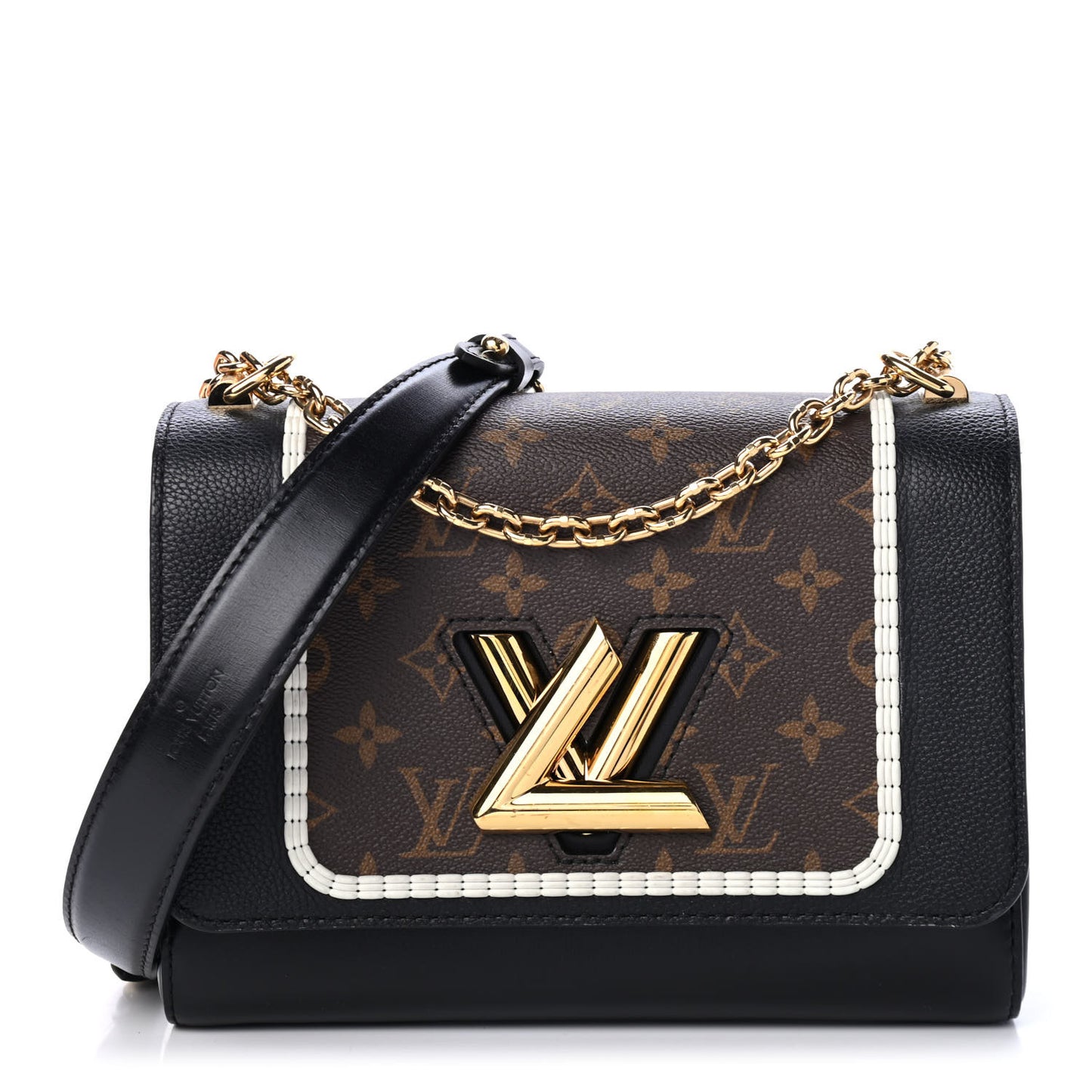 Calfskin Monogram Braided Twist Shoulder Bag MM Black