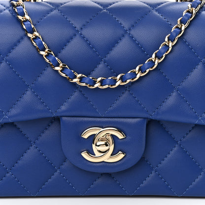 Chanel Lambskin Quilted Mini Top Handle Rectangular Flap Dark Blue 8 of 11
