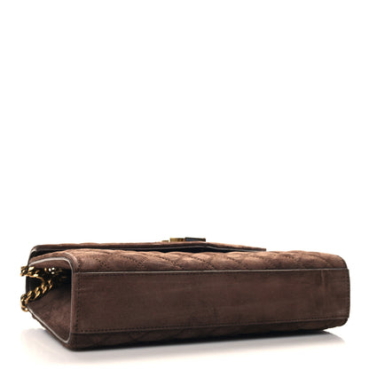 Saint Laurent Suede Mixed Matelasse Triquilt Medium Monogram Envelope Satchel Bark Brown 4 of 9