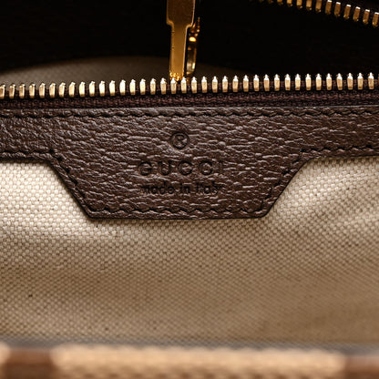 Gucci Monogram Jumbo GG Textured Dollar Calfskin Web Tote Bag Camel Ebony New Acero 6 of 15