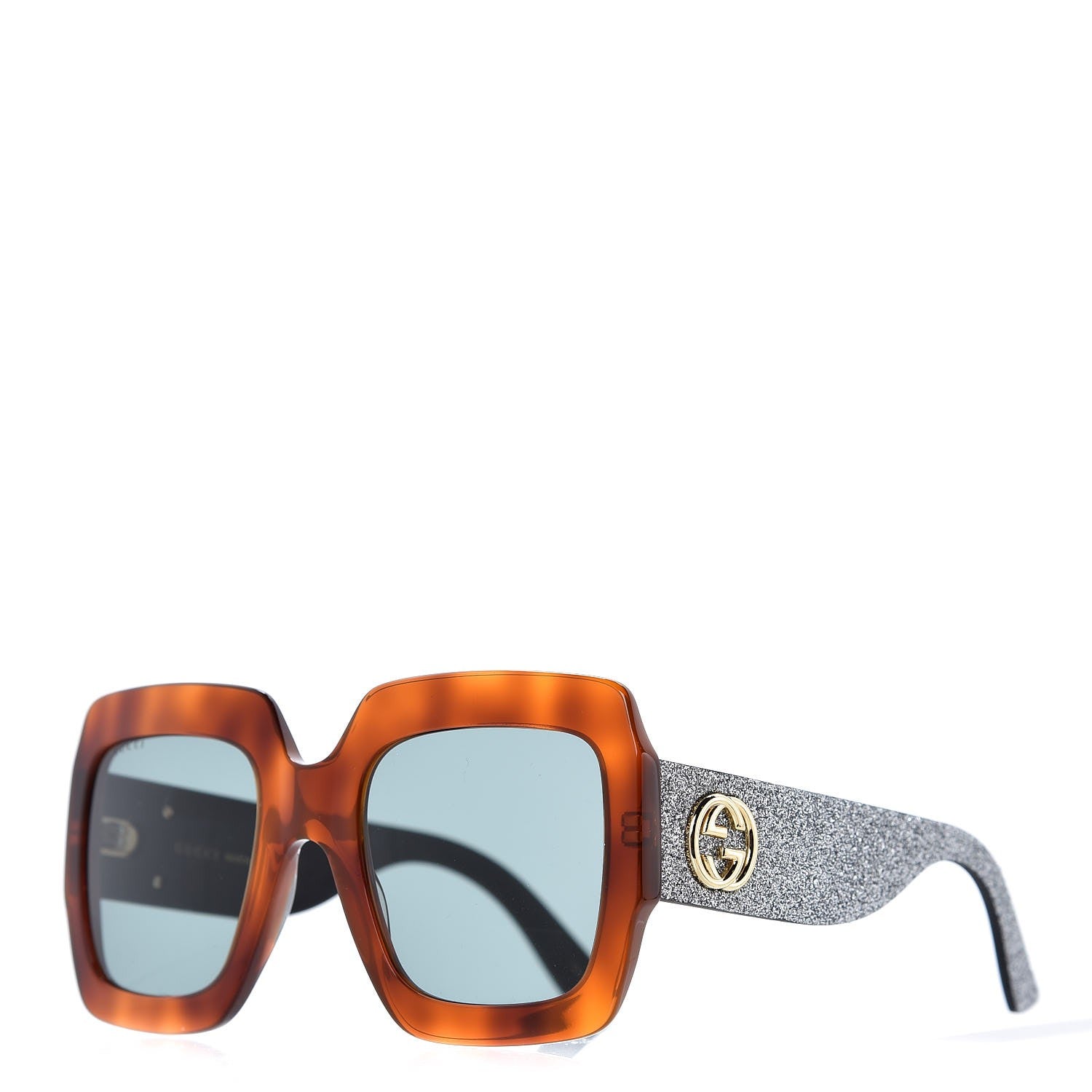 Gucci Square Frame GG0102S Sunglasses Glitter Silver Multi 1 of 8