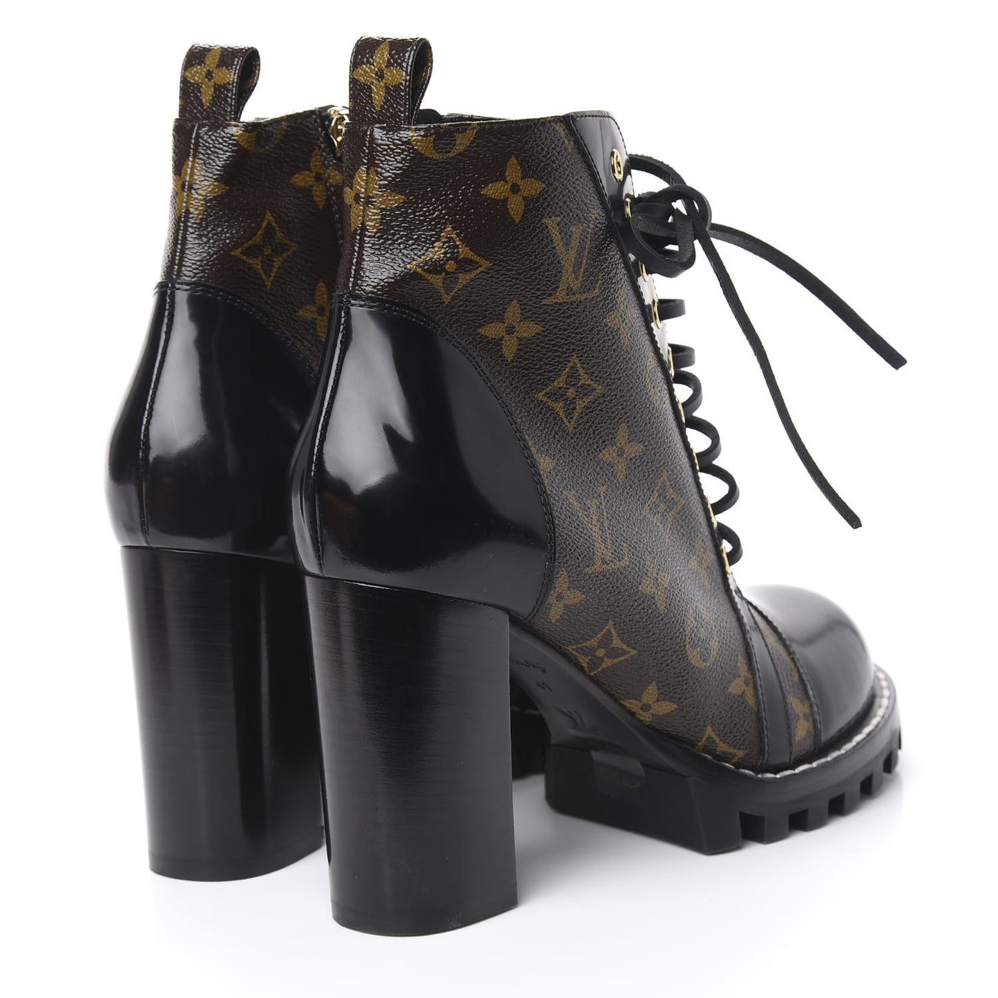 Patent Calfskin Monogram Star Trail Ankle Boots 41 Black