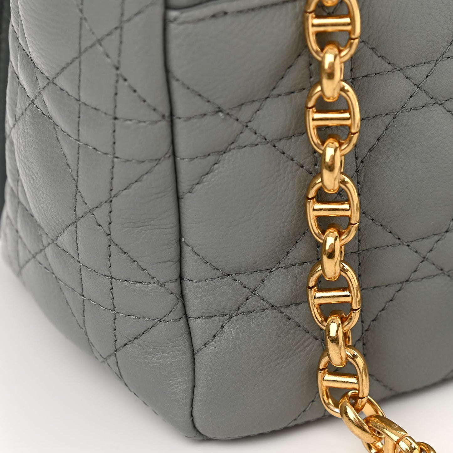 Lambskin Cannage Large Caro Bag Grey Stone