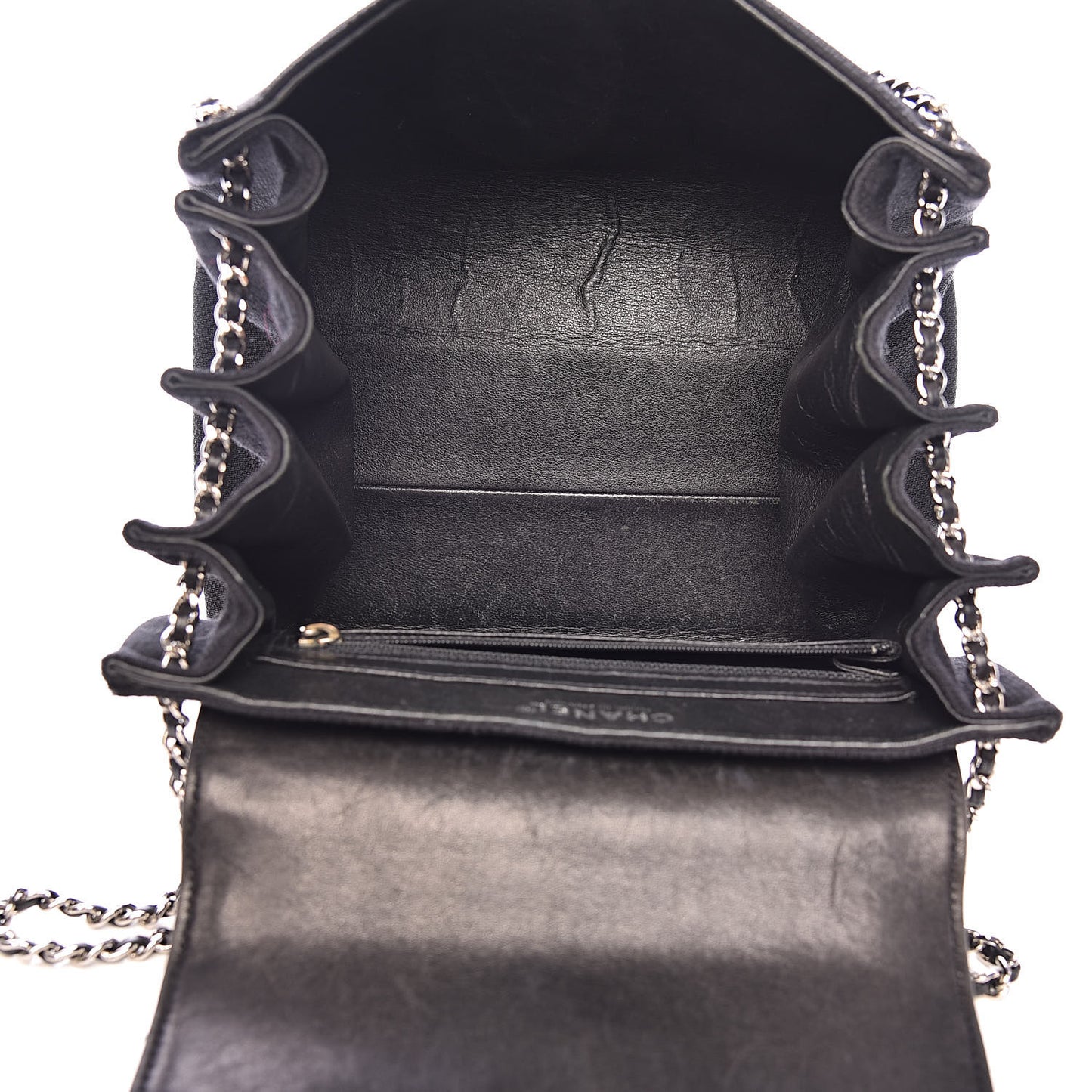 Toile Patent Chocolate Bar Accordion Mademoiselle Flap Black