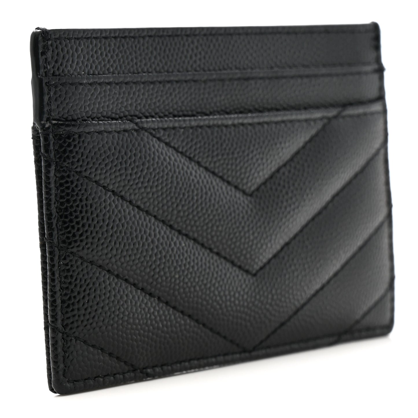 Grain De Poudre Matelasse Chevron Monochrome Monogram Credit Card Case Black