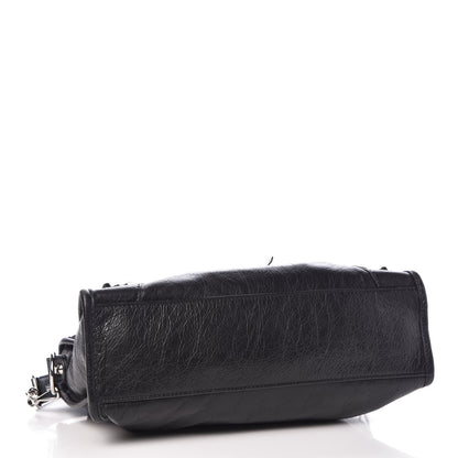 Balenciaga Agneau Classic Silver Hardware S City Logo Strap Black White 4 of 7