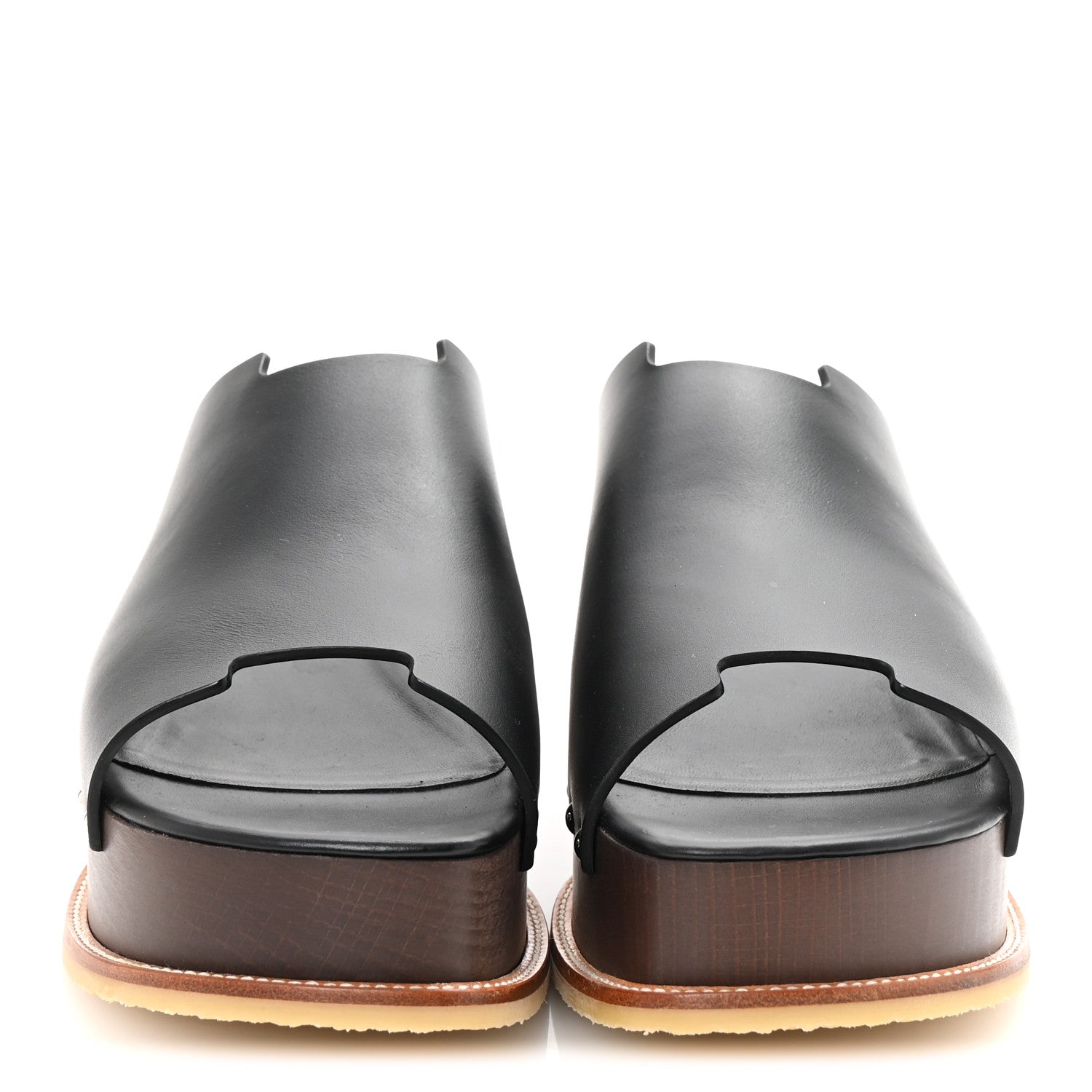 Hermes Calfskin Ellipse Sandals 40 Black 3 of 9