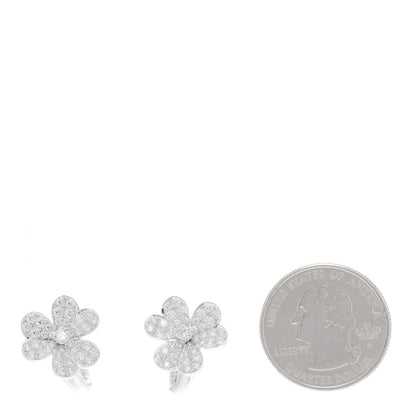 Van Cleef & Arpels 18K White Gold Diamond Small Frivole Pave Earrings 2 of 6