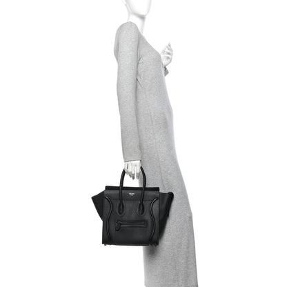 Celine Drummed Calfskin Micro Luggage Black 2 of 12