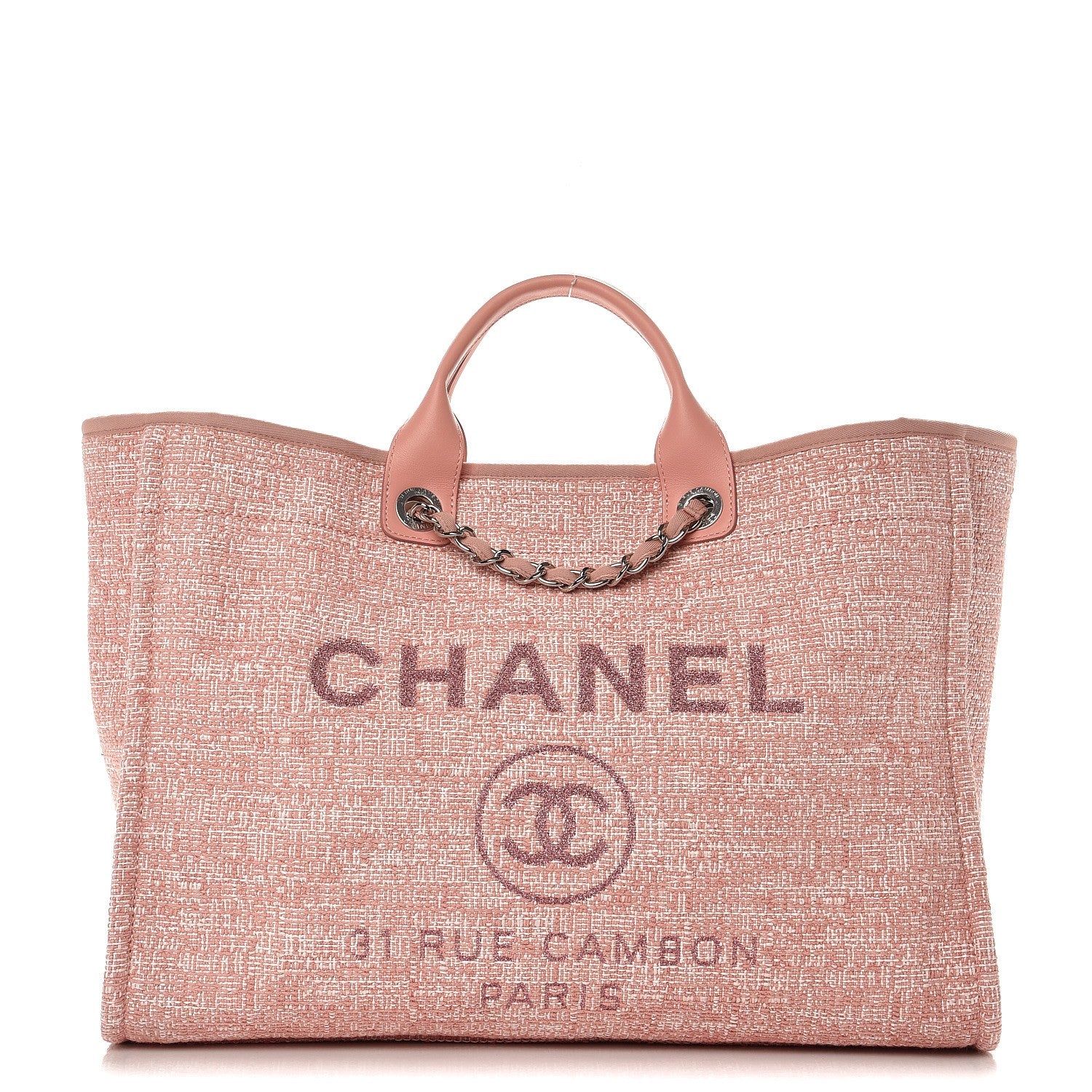 Chanel Canvas Large Deauville Tote Pink 1 of 8