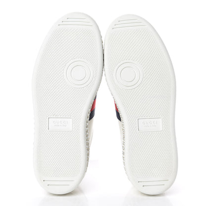 Gucci Calfskin Crystal Web Bee Embroidered Ace Platform Sneakers 34.5 White 9 of 9