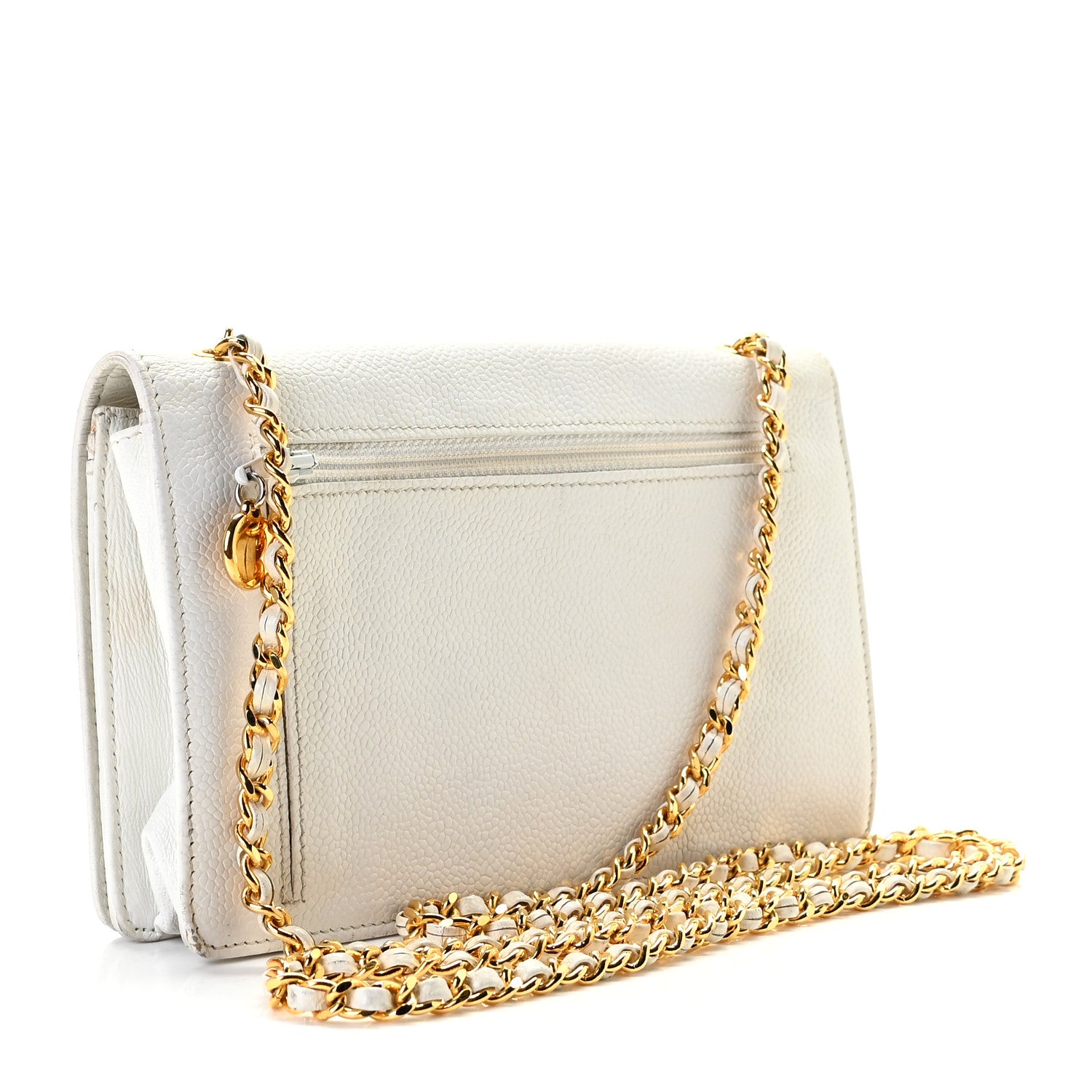 Chanel Caviar Timeless CC Wallet on Chain WOC White 2 of 8