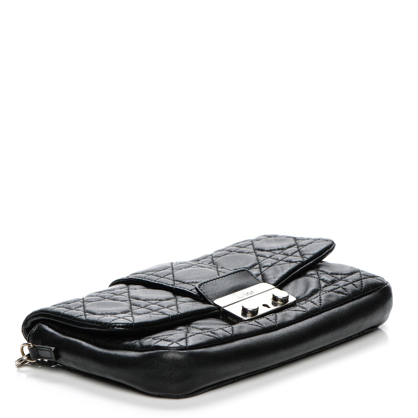 Lambskin Cannage New Lock Pouch Black