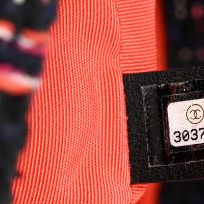 Chanel Tweed Quilted Large Chanel 19 Flap Black Orange Blue 8 of 10