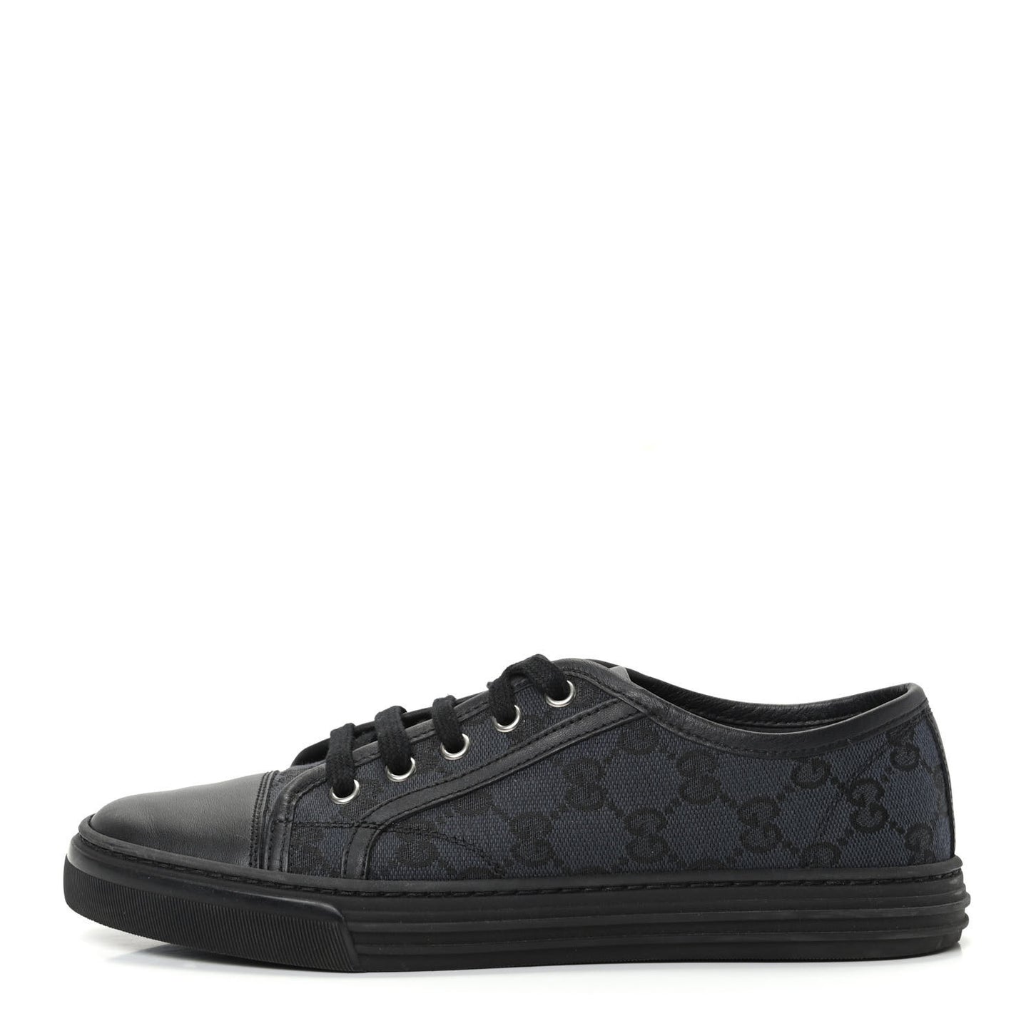 GG Monogram Calfskin Womens Low Top Sneakers 37 Piombo Black