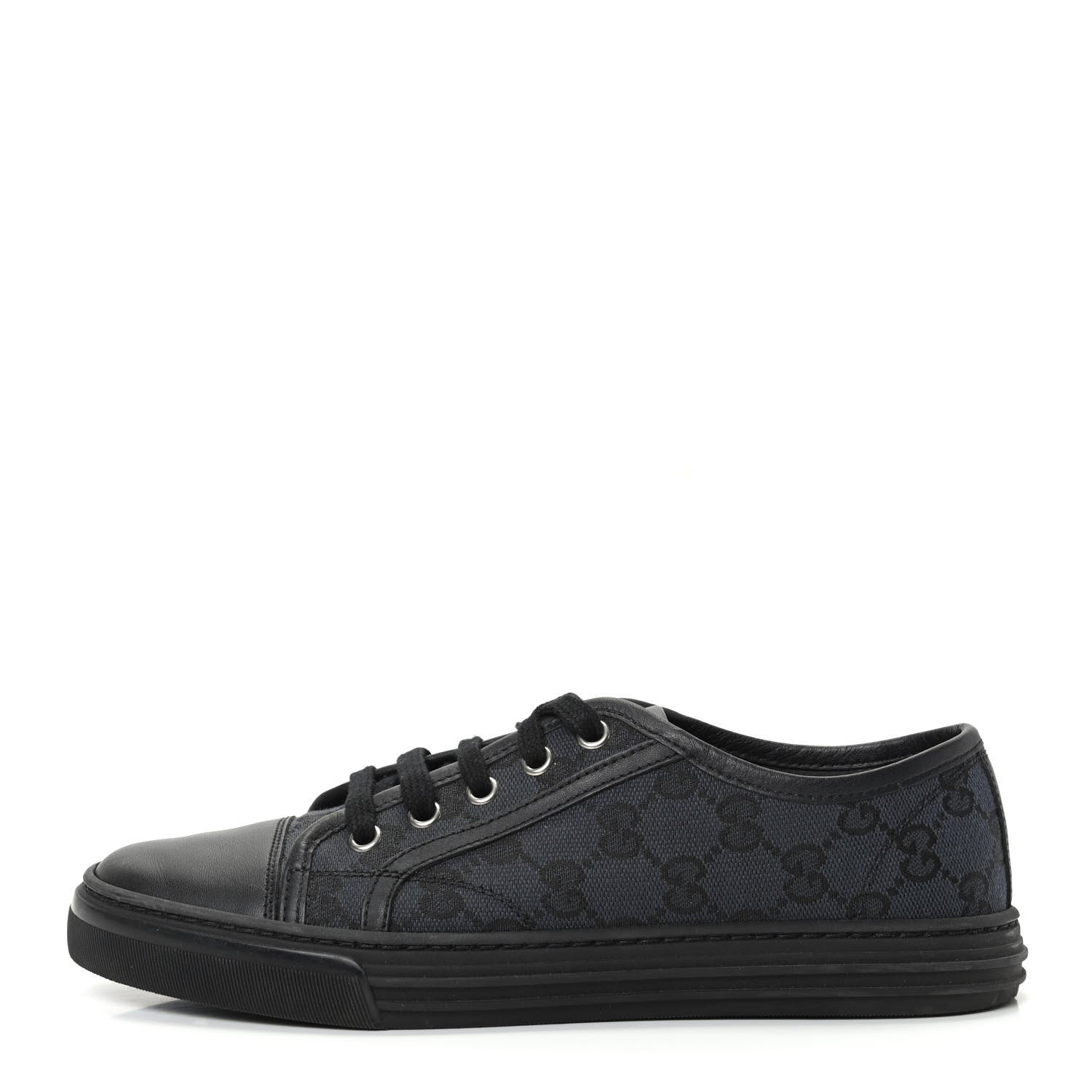 Gucci GG Monogram Calfskin Womens Low Top Sneakers 37 Piombo Black 1 of 7