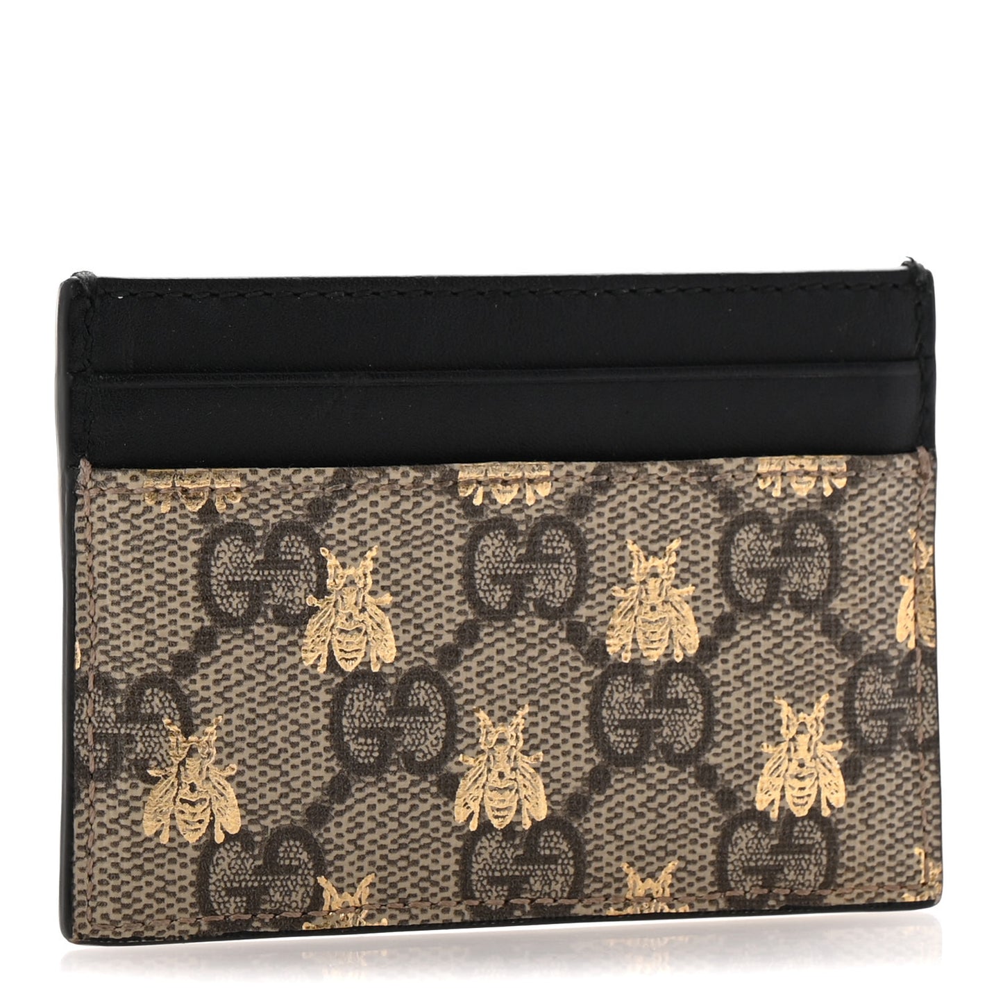 GG Supreme Monogram Bees Card Holder Black
