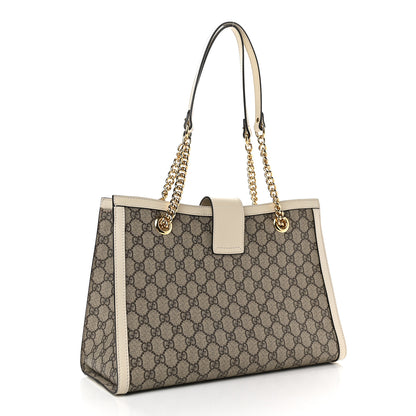 Gucci GG Supreme Monogram Medium Padlock Tote White 3 of 9