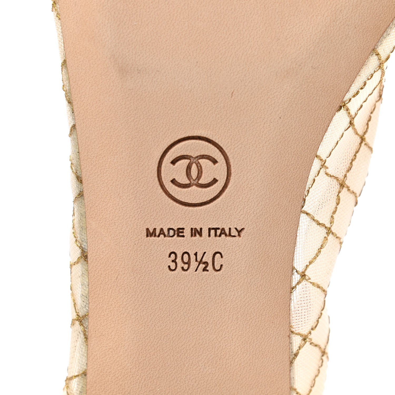 Chanel Lambskin Mesh Quilted CC Cap Toe Ballerina Flats 39.5 White Gold Red 6 of 7