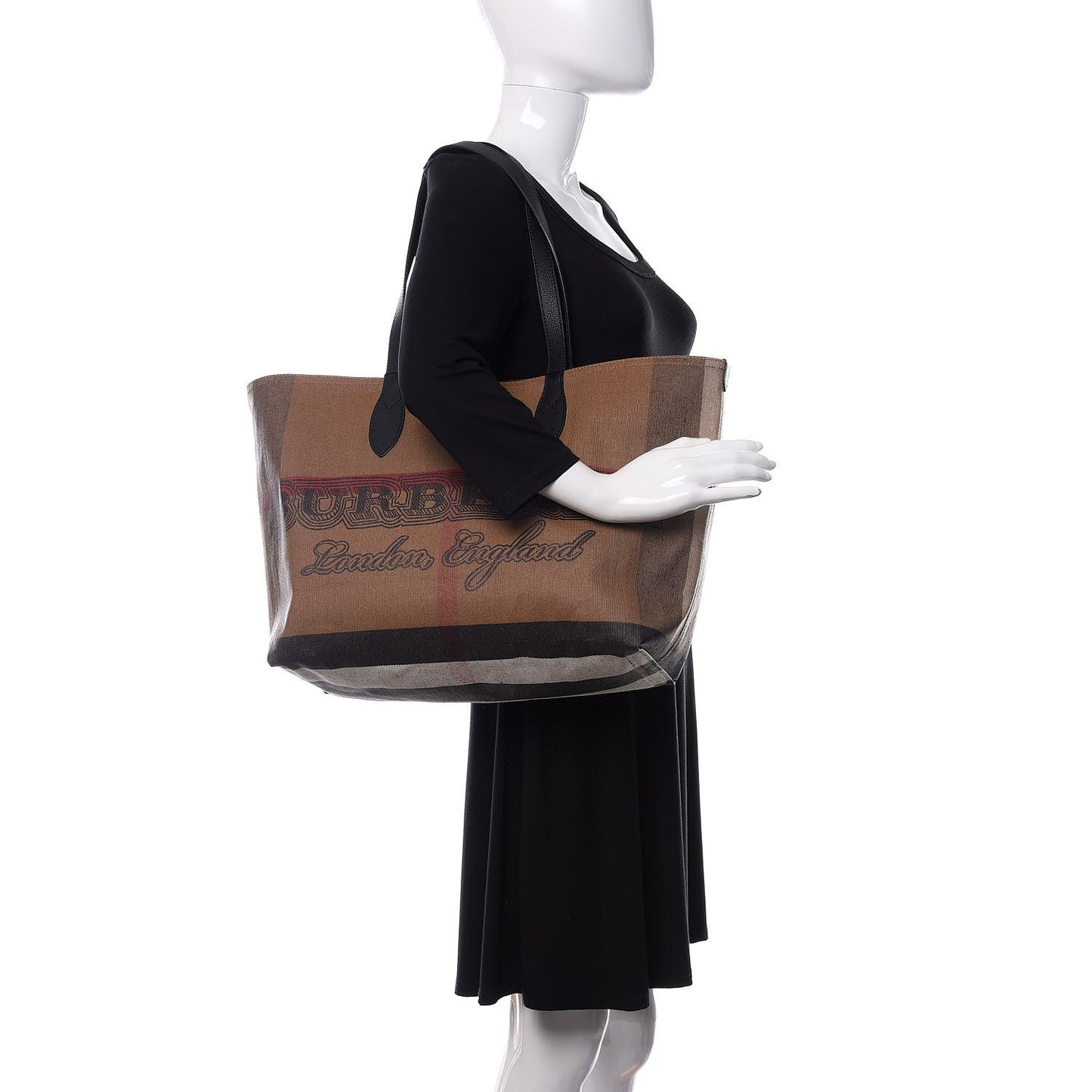 Coated Canvas Mega Check Medium Doodle Tote Black