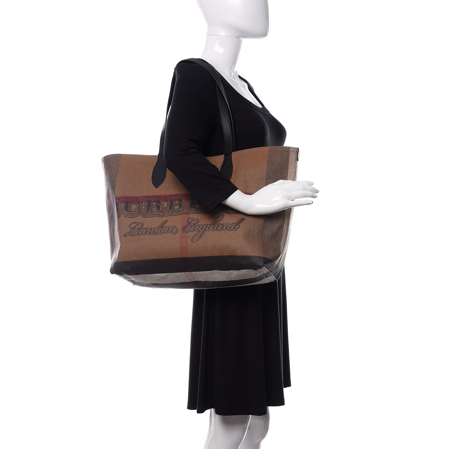 Burberry Coated Canvas Mega Check Medium Doodle Tote Black 2 of 9