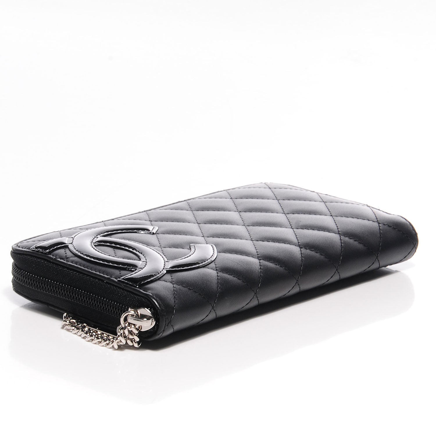 Chanel Calfskin Quilted Cambon Large Gusset Zip Around Wallet Black 4 of 9