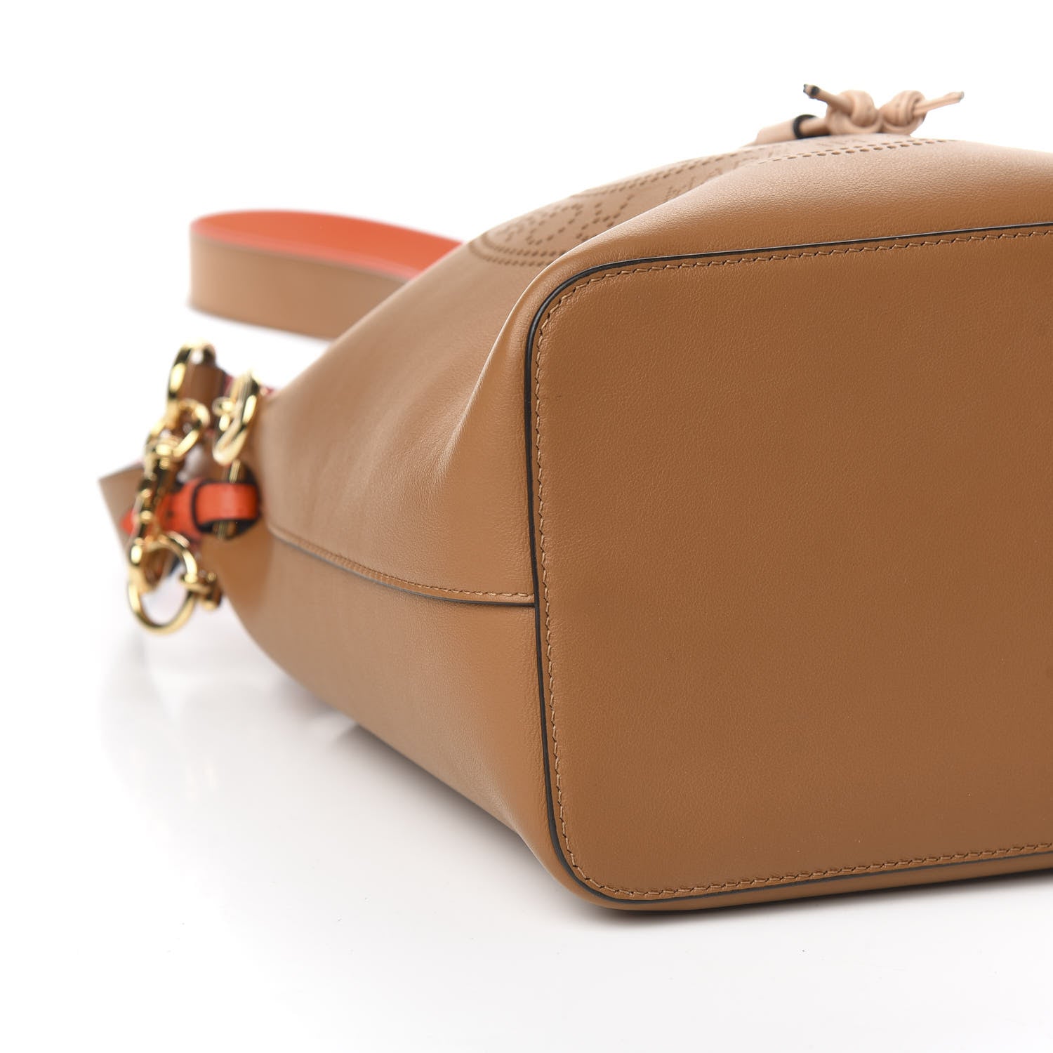 Fendi Vitello Grace F is Fendi Stamp Patch Perforated Small Mon Tresor Bucket Bag Nocciola 7 of 9