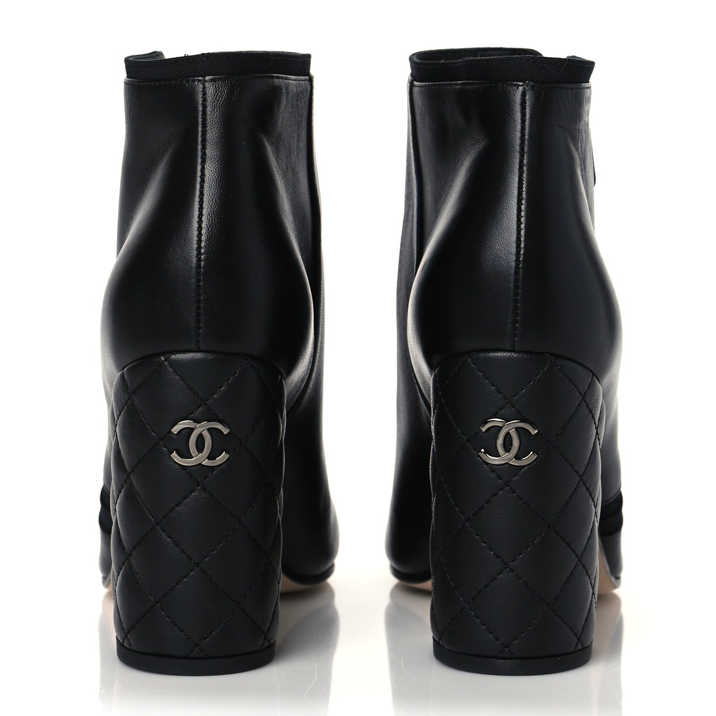 Lambskin Quilted CC Booties 39.5 Black