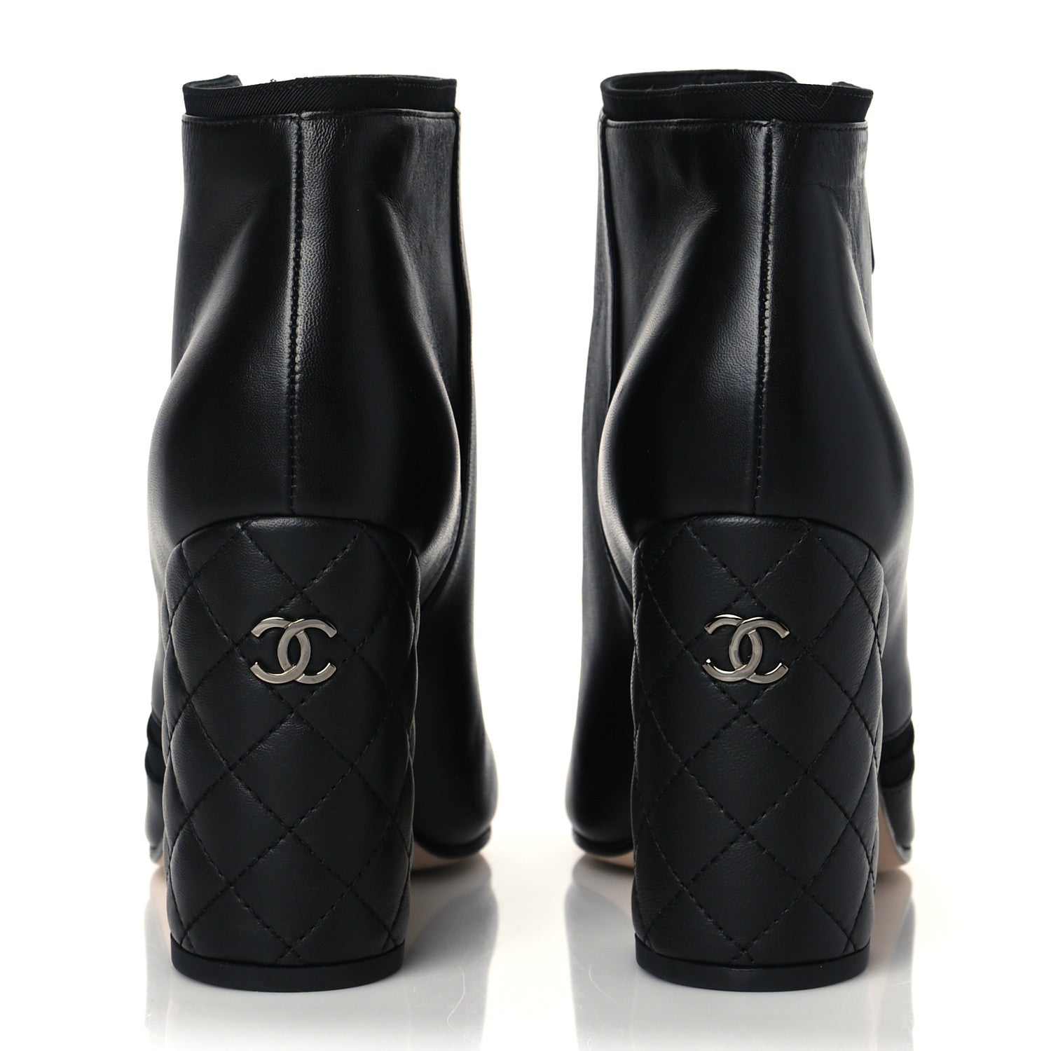 Chanel Lambskin Quilted CC Booties 39.5 Black 5 of 10