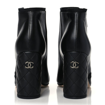 Chanel Lambskin Quilted CC Booties 39.5 Black 5 of 10