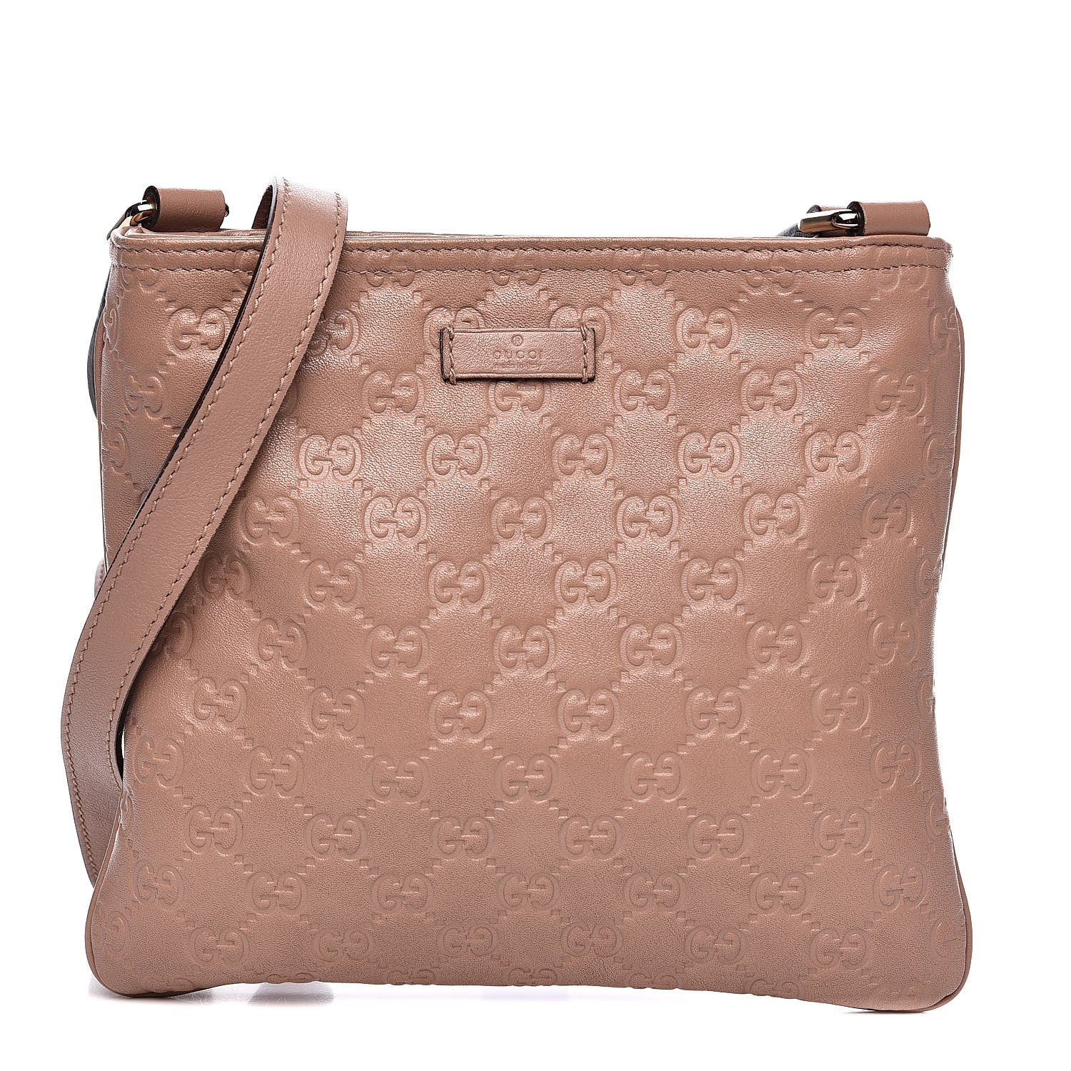 Gucci Guccissima Small Flat Messenger Bag Pink 1 of 14