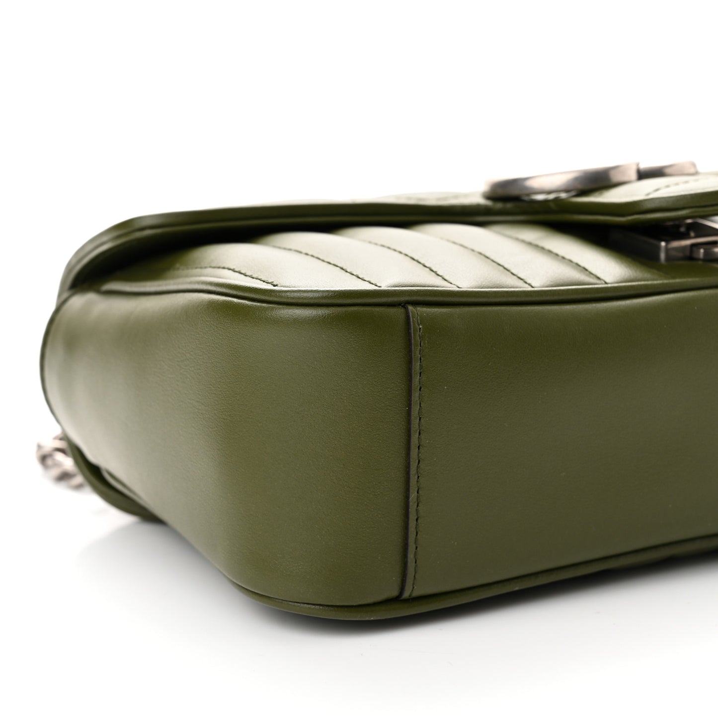 Calfskin Matelasse Aria Small GG Marmont Shoulder Bag Military Wood