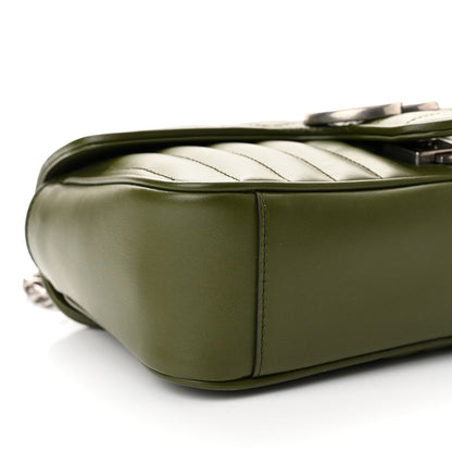 Gucci Calfskin Matelasse Aria Small GG Marmont Shoulder Bag Military Wood 8 of 9