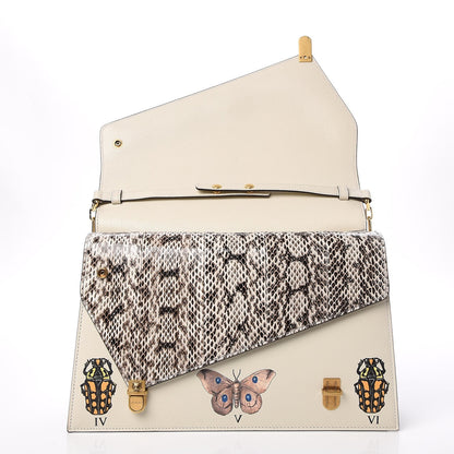 Gucci Calfskin Snakeskin Studded Medium Ottilia Top Handle Bag White 5 of 10