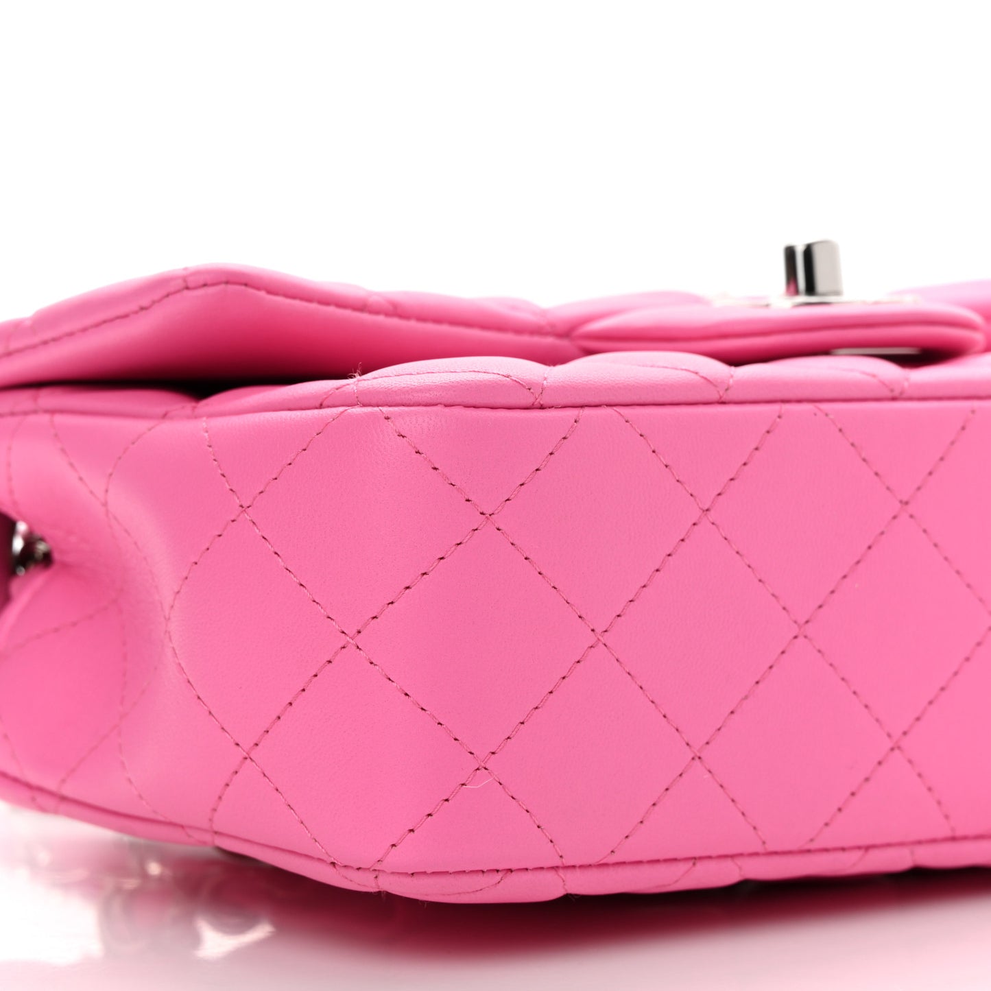 Lambskin Quilted Mini Rectangular Flap Neon Pink