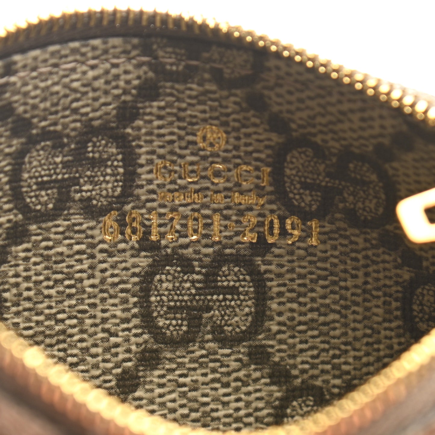 X BALENCIAGA GG Supreme Monogram Zip Card Case Beige Ebony