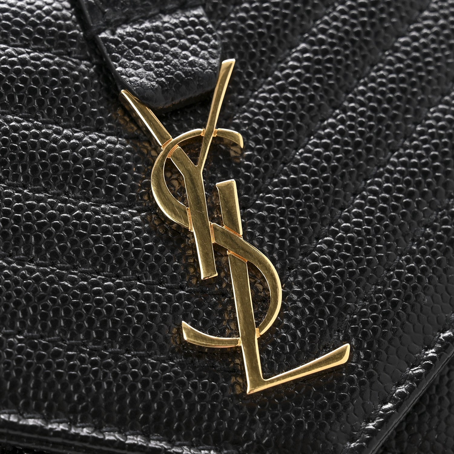 Saint Laurent Grain De Poudre Textured Mixed Matelasse Triquilt Small Monogram Envelope Wallet Black 8 of 9