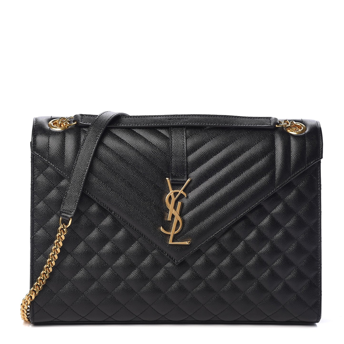 Grain De Poudre Textured Mixed Matelasse Large Triquilt Monogram Satchel Black