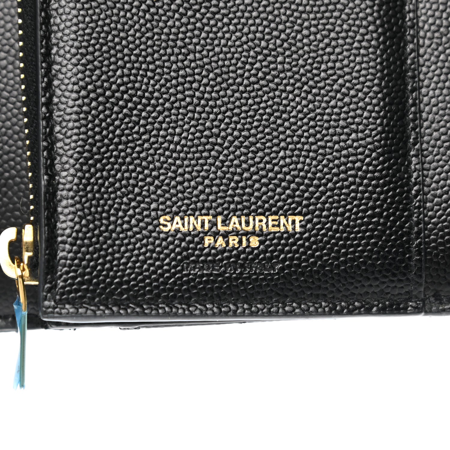 Saint Laurent Grain De Poudre Matelasse Chevron Monogram Compact Tri Fold Wallet Black 6 of 8