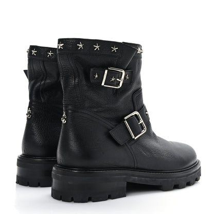 Jimmy Choo Grained Calfskin Star Biker Boots 40.5 Black 4 of 7