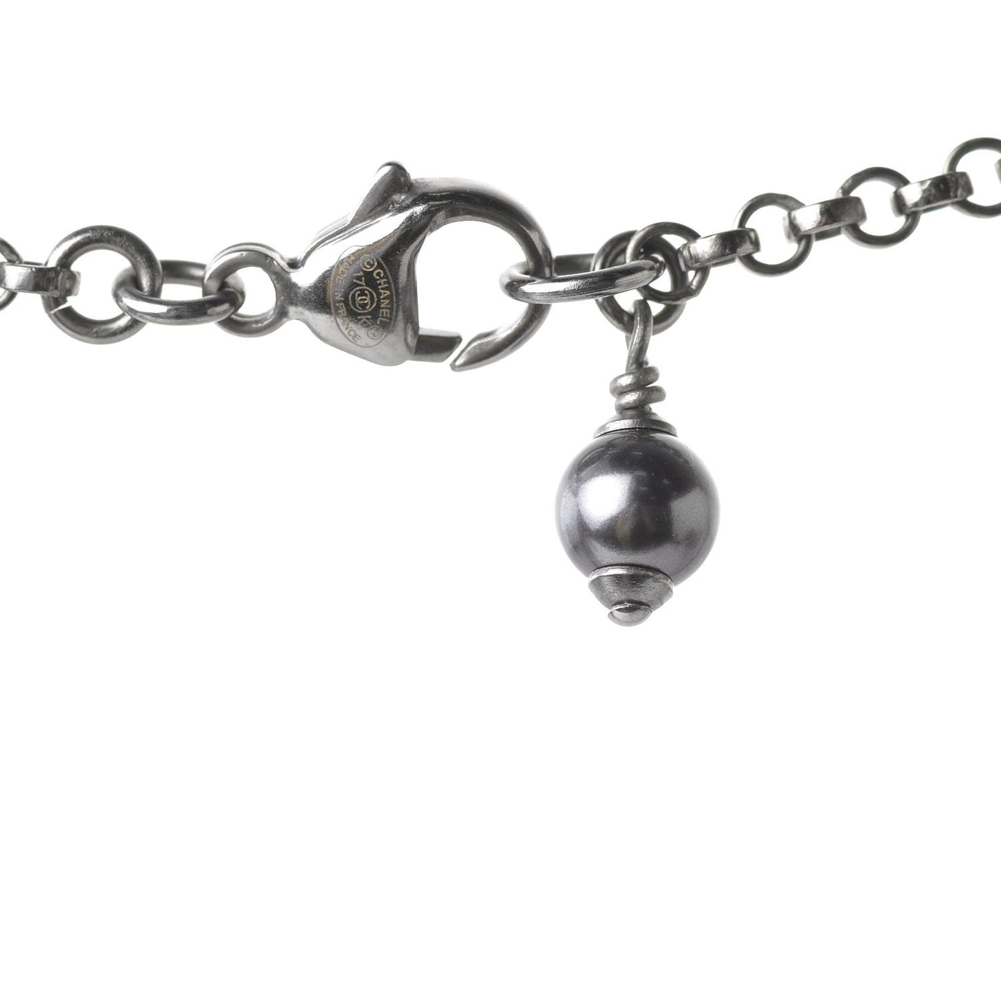 Iridescent Crystal Ruthenium CC Necklace Dark Grey Blue