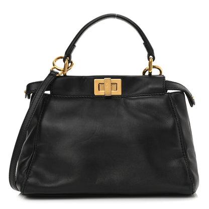 Fendi Nappa Mini Peekaboo Iconic Satchel Black 1 of 15