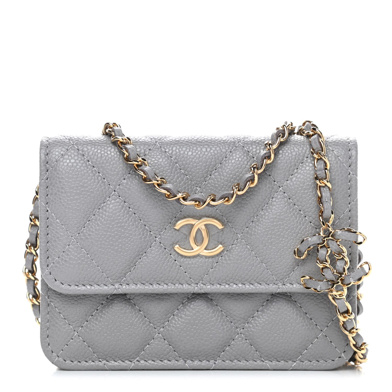 Chanel Caviar Quilted Miss Coco Clutch With Chain Grey 1 of 5