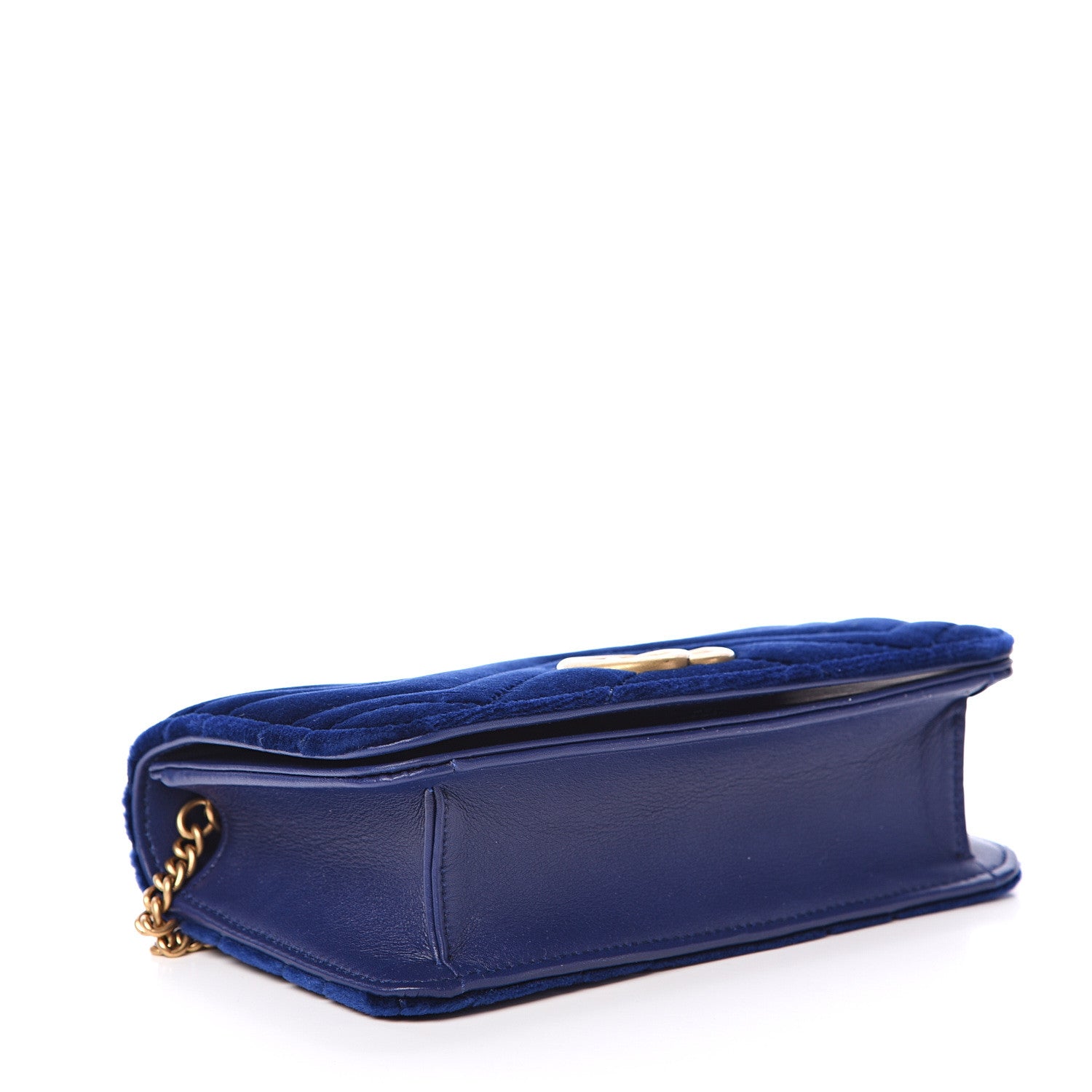 Gucci Velvet Matelasse GG Marmont Mini Bag Cobalt Blue 3 of 11