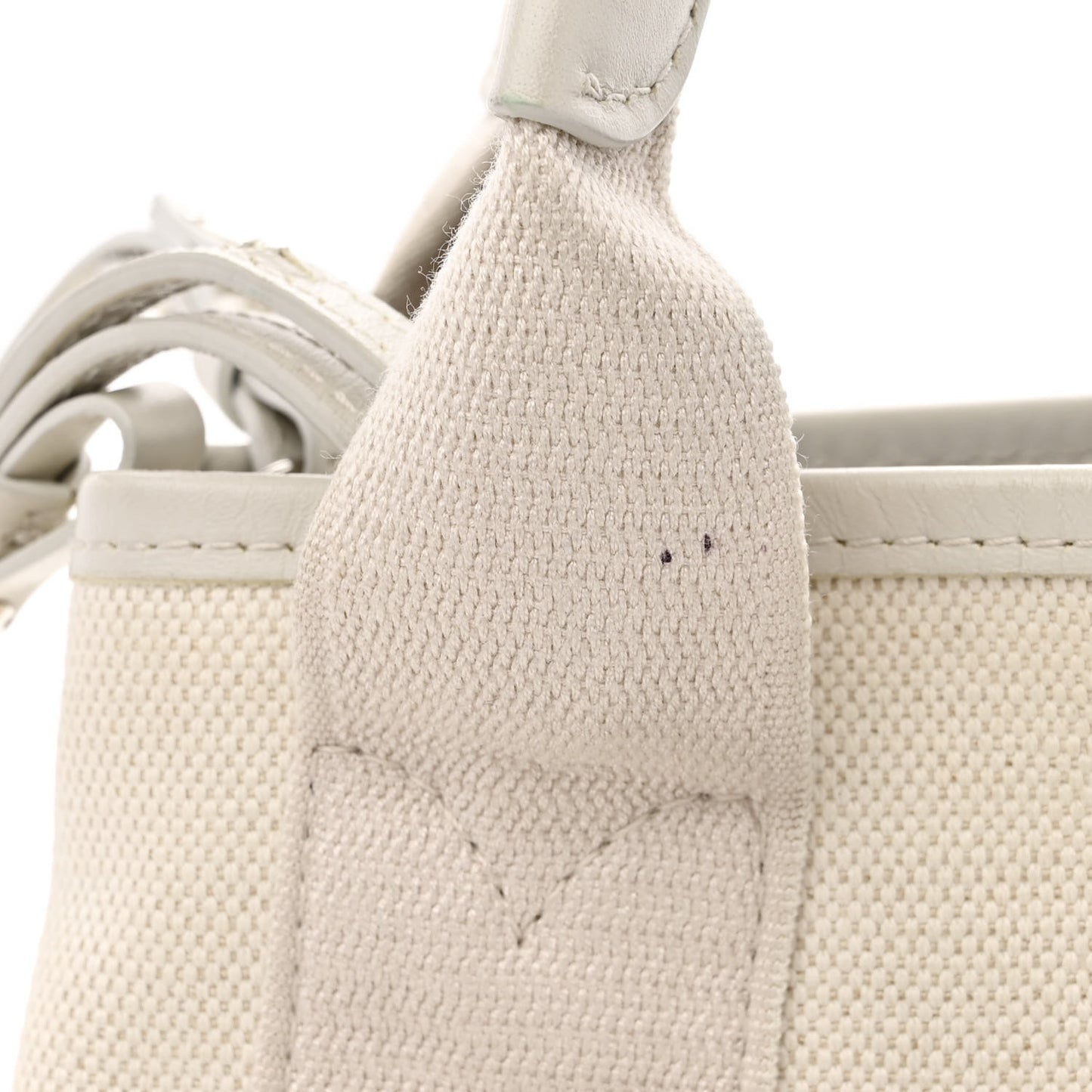 Cotton Canvas Calfskin Navy Cabas XS Natural