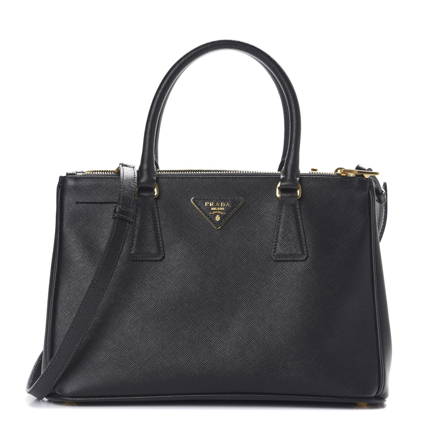 Saffiano Small Galleria Double Zip Tote Black