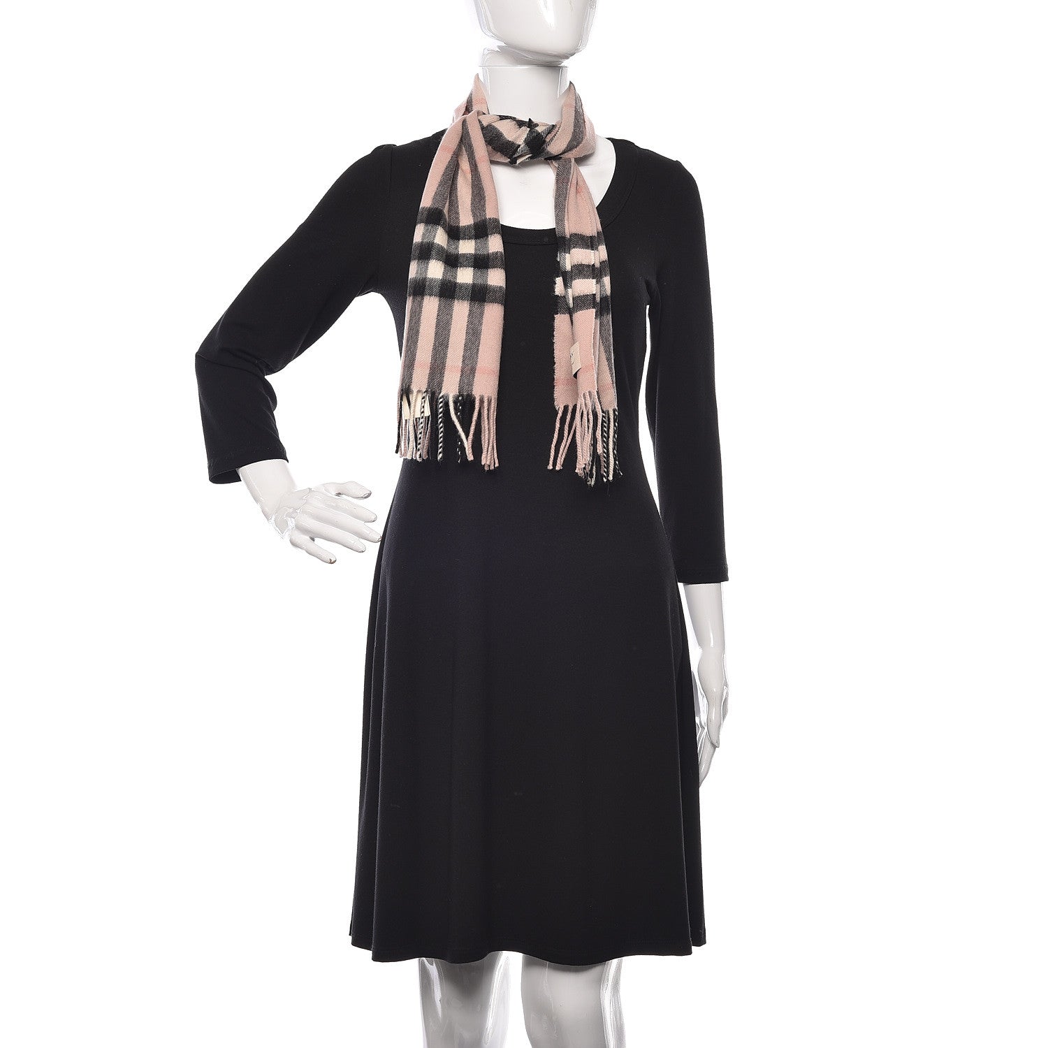 Burberry Cashmere Giant Heritage Check Fringe Scarf Ash Rose 2 of 5