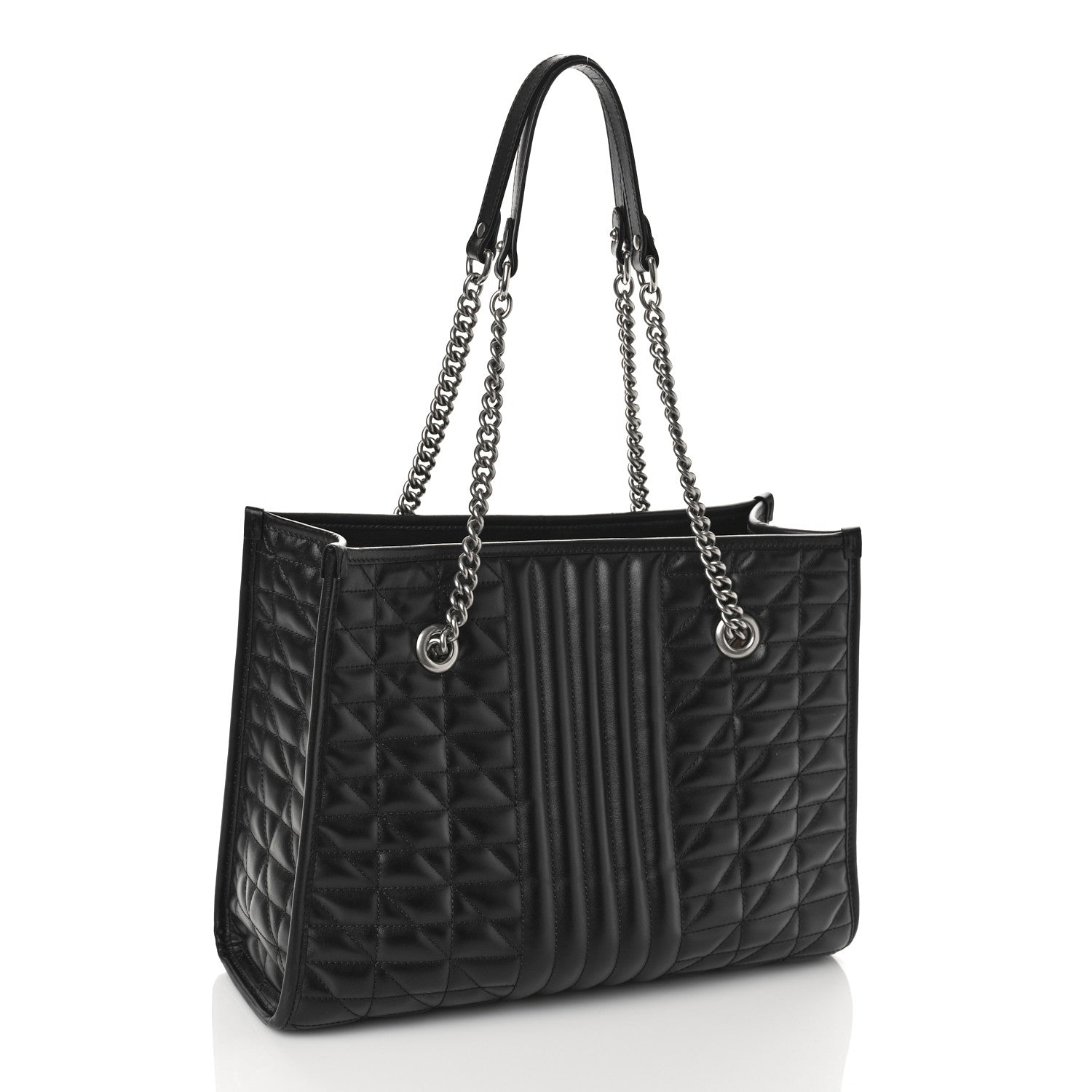 Gucci Calfskin Matelasse Aria Medium GG Marmont Shoulder Tote Black 3 of 8